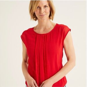 Boden Dakota Jersey Red Blouse Top Cap Sleeves